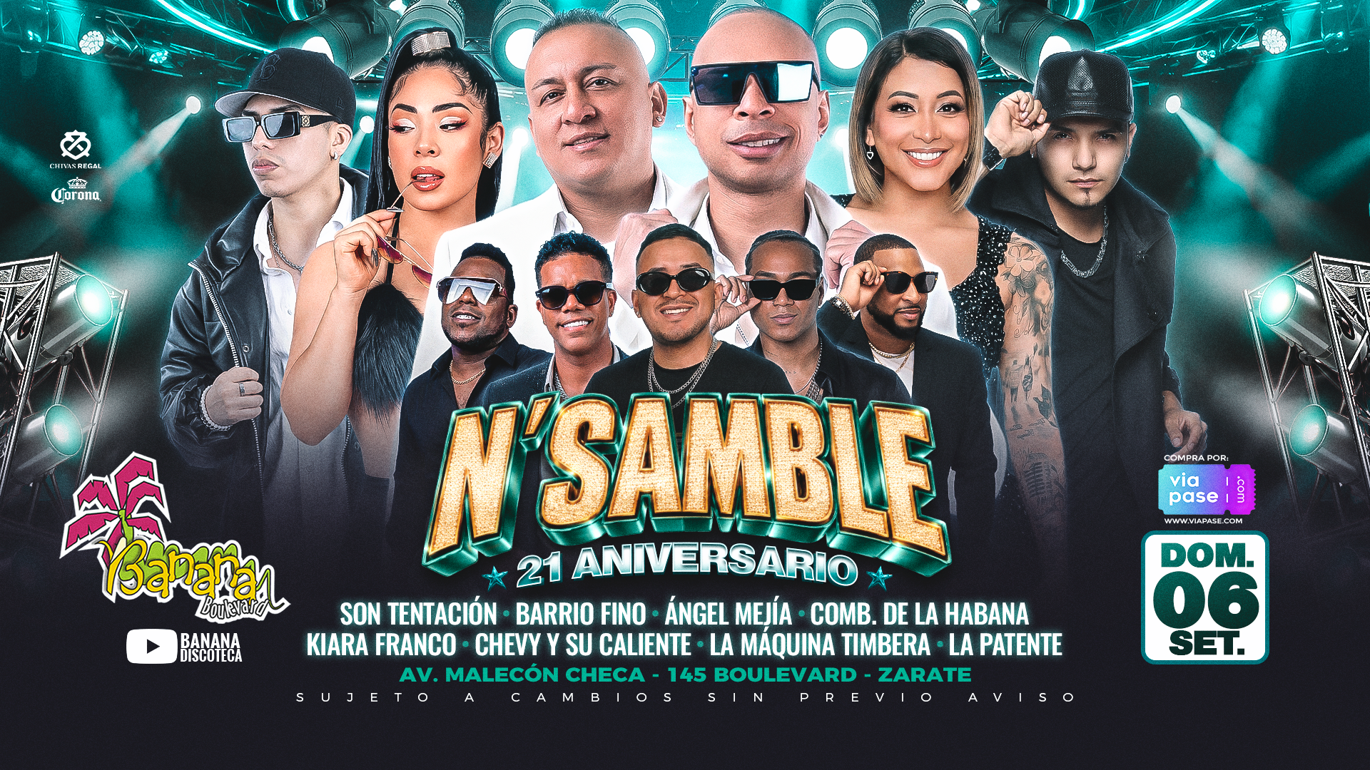 N´SAMBLE 21 ANIVERSARIO EN BANANA - Domingo 06 de Septiembre - Banana